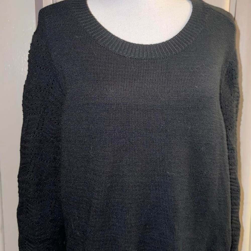 Christian Serrato Knit Sweater Size XXL Black Crewneck Sleeves